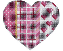 Pink Pin Dot / Plaid / Hearts Heart Painted Canvas Associated Talents 