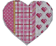 Pink Pin Dot / Plaid / Hearts Heart Painted Canvas Associated Talents 
