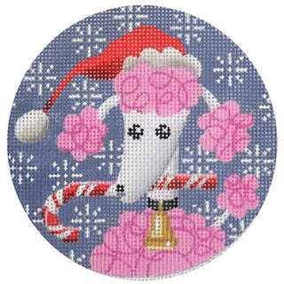 Pink Poodle Xmas Circle Painted Canvas Kirk & Bradley 
