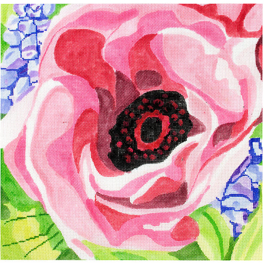 Pink Poppy & Hyacinths Painted Canvas Jean Smith 