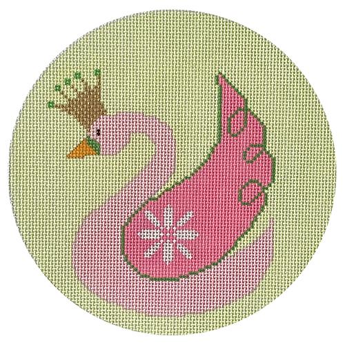 Pink Princess Swan Ornament Painted Canvas Eye Candy Needleart  - 1