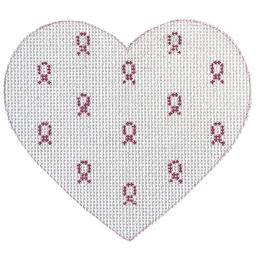 Pink Ribbon Heart - White with Charm Painted Canvas Danji Designs 