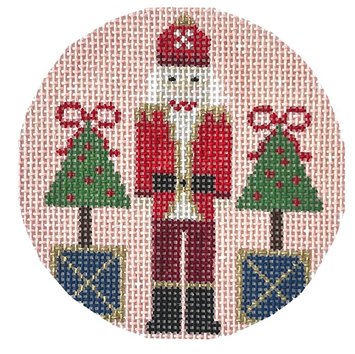 Pink Santa Nutcracker Round Painted Canvas KCN Designers 