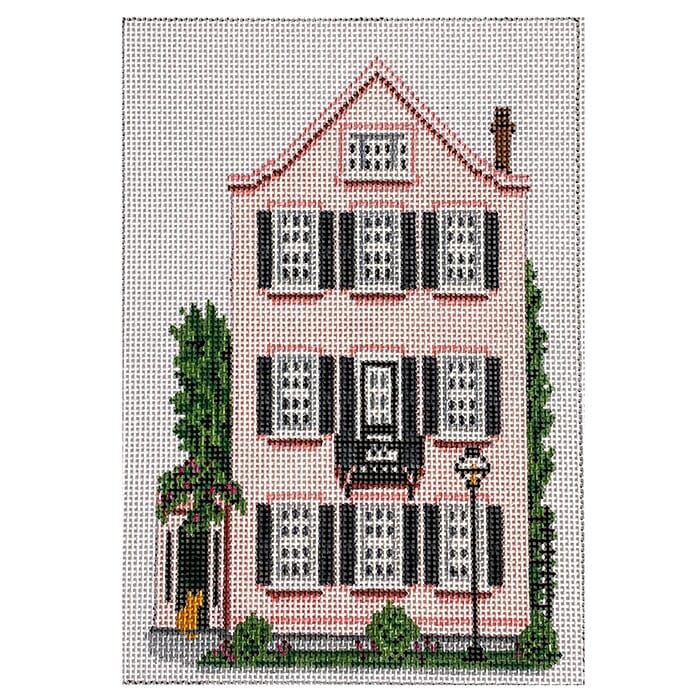 Pink Sister House in Charleston on 18 Painted Canvas Needle Crossings 