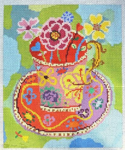 Pink Teacup Painted Canvas Birds of a Feather  - 1