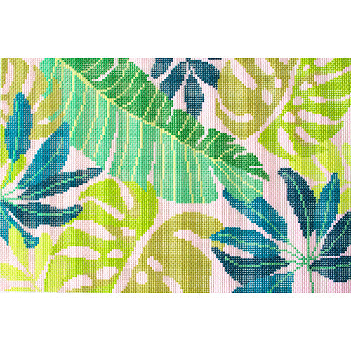 Pink Tropical Printed Canvas Needlepoint To Go 
