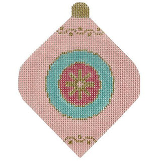 Pink & Turquoise Vintage Bauble Painted Canvas Stitch Rock Designs 
