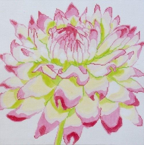 Pink/Green Mum Painted Canvas Jean Smith  - 1