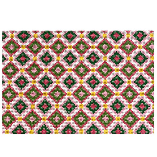 Pinks Greens Diamonds Clutch Painted Canvas Kristine Kingston 