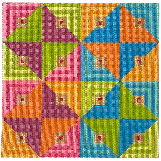 Pinwheels Tropicana on 13 mesh Painted Canvas Eye Candy Needleart 