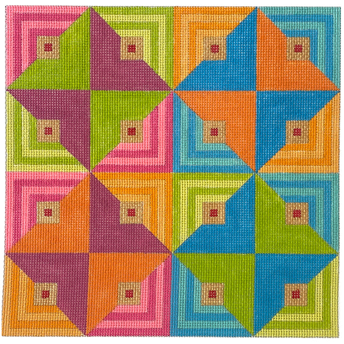 Pinwheels Tropicana on 13 mesh Painted Canvas Eye Candy Needleart  - 1