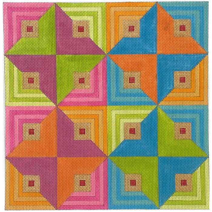 Pinwheels Tropicana Painted Canvas Eye Candy Needleart  - 1