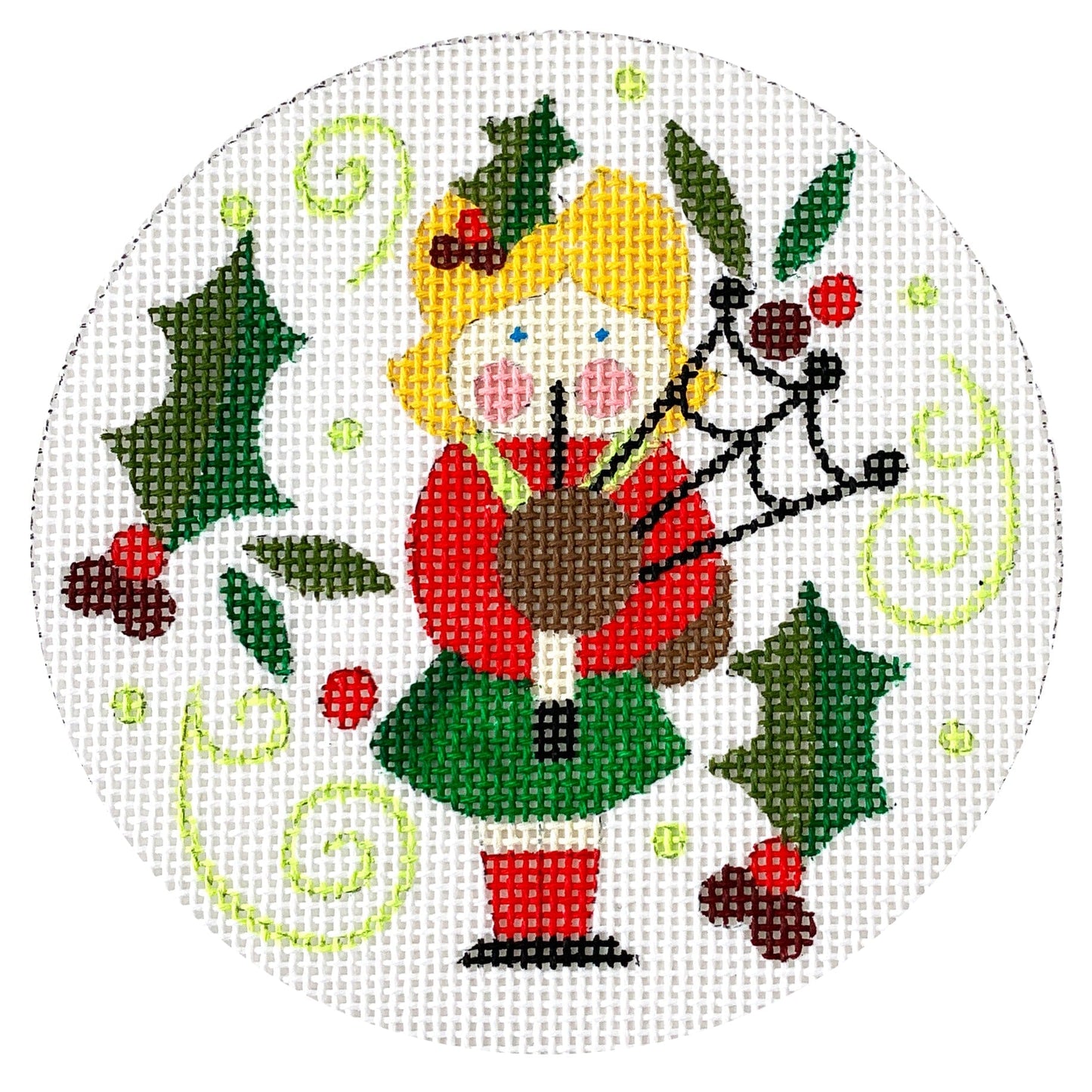 Pipers Piping Round - 12 Days of Christmas Painted Canvas Raymond Crawford Designs 