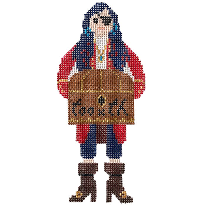 Pirate Bonny Pearl Tooth Fairy Pillow Painted Canvas Anne Fisher Needlepoint LLC 
