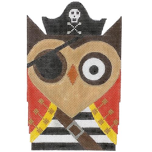 Pirate Owl Painted Canvas Eye Candy Needleart  - 1