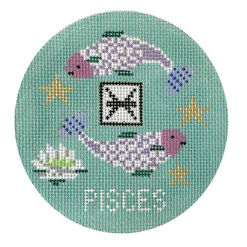 Pisces Zodiac Ornament Painted Canvas Doolittle Stitchery 