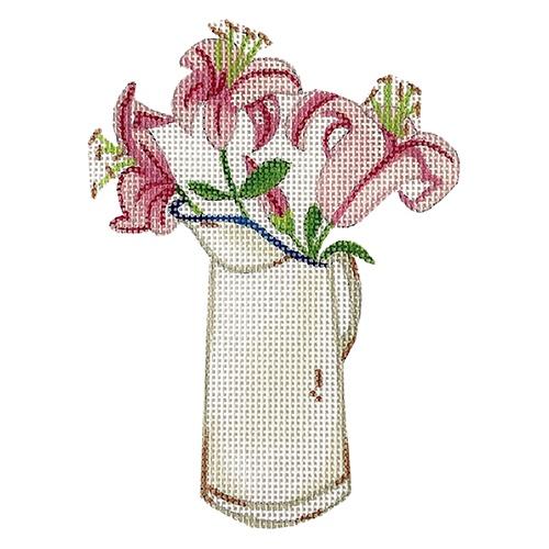Pitcher of Lilies Painted Canvas All About Stitching/The Collection Design 