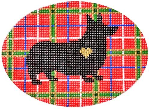 Plaid Silhouette Corgi Painted Canvas Pepperberry Designs 