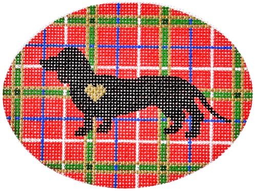 Plaid Silhouette Dachshund Painted Canvas Pepperberry Designs 
