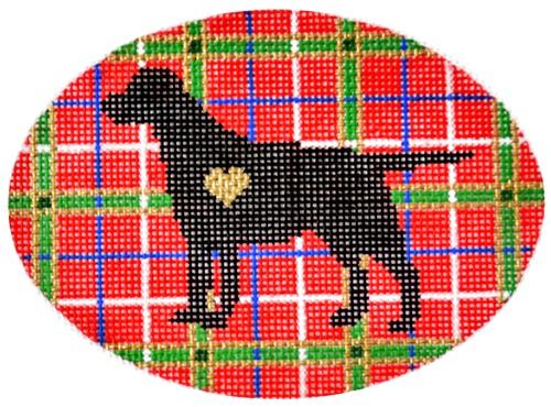 Plaid Silhouette Labrador Painted Canvas Pepperberry Designs 
