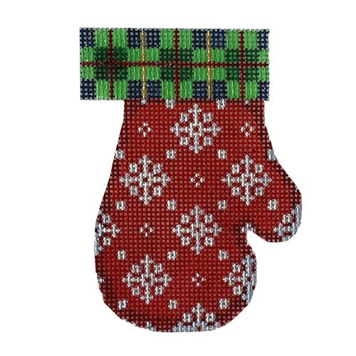 Plaid Snowflakes Mitten Painted Canvas Associated Talents 