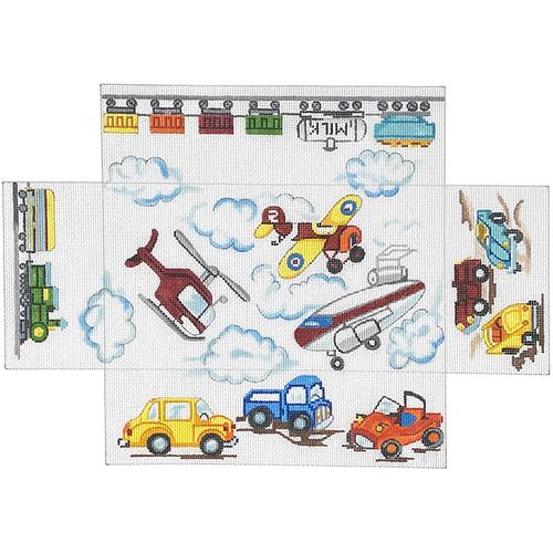 Planes, Trains, Cars, Trucks Brick Cover Painted Canvas The Meredith Collection  - 1