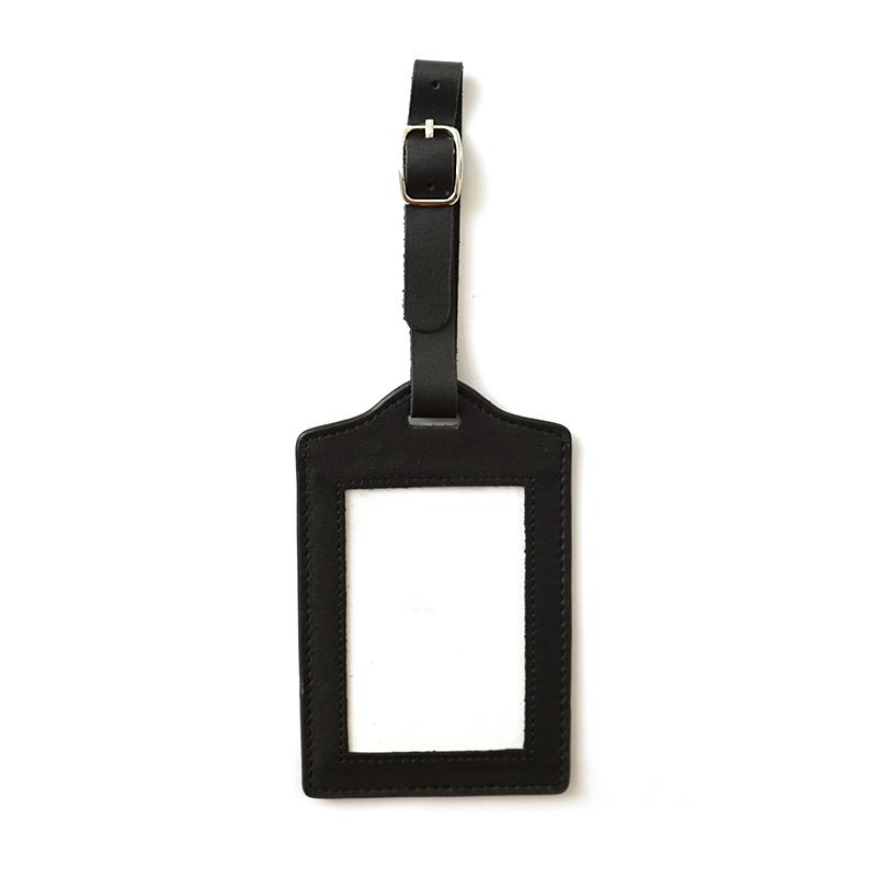 Black leather luggage tags store