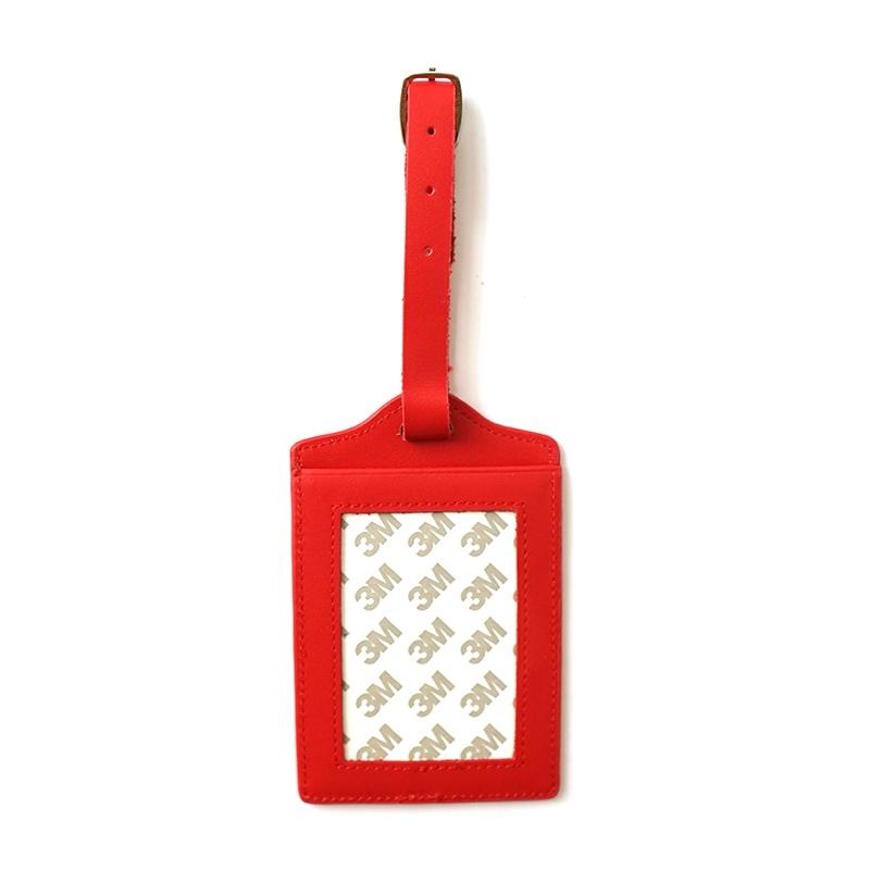 Red leather 2025 luggage tag