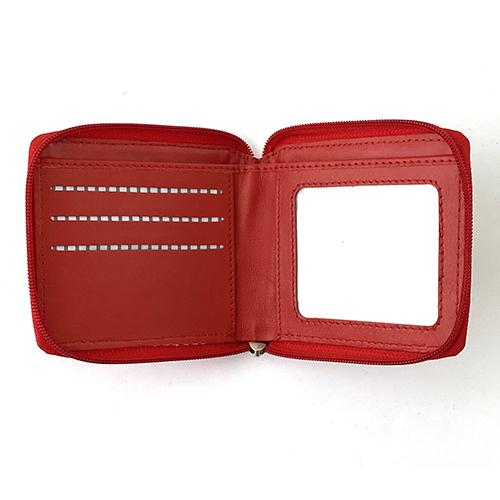 Planet Earth Leather Zip Square Wallet - Red Leather Goods Planet Earth Leather 
