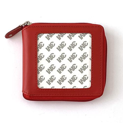 Planet Earth Leather Zip Square Wallet   Red Leather Goods Planet Earth Leather  - 1