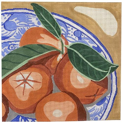 Plate of Oranges Painted Canvas Jean Smith 
