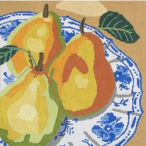 Plate of Pears Painted Canvas Jean Smith 