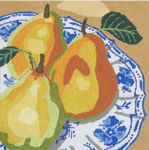 Plate of Pears Painted Canvas Jean Smith  - 1