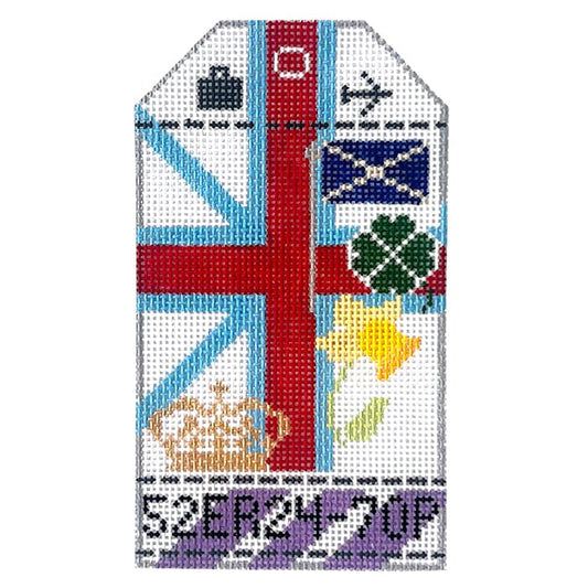 Platinum Jubilee Travel Tag Painted Canvas Hedgehog Needlepoint 