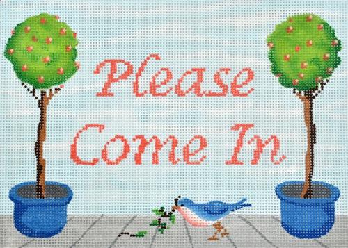 Please Come In Painted Canvas Kate Dickerson Needlepoint Collections 
