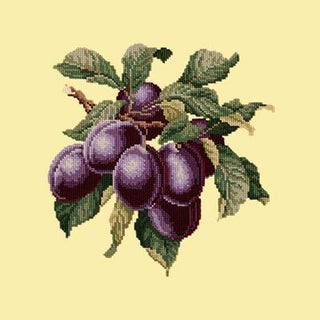 Plums Needlepoint Kit Kits Elizabeth Bradley Design Butter Yellow 
