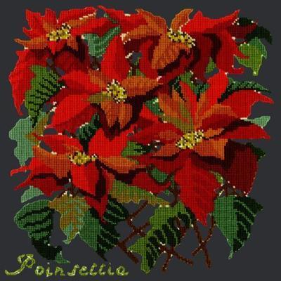 Poinsettia Needlepoint Kit Kits Elizabeth Bradley Design Black 

