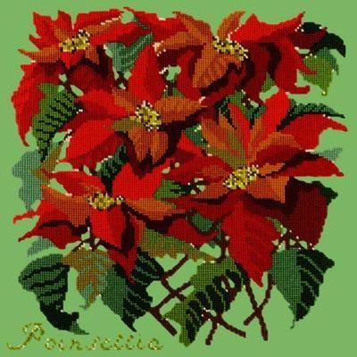 Poinsettia Needlepoint Kit Kits Elizabeth Bradley Design Grass Green 
