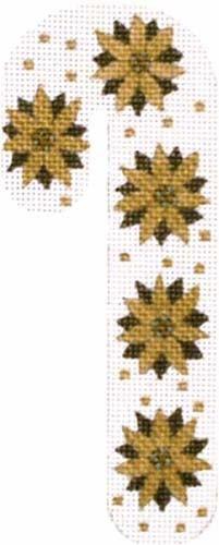 Poinsettias Golden Candy Cane Painted Canvas Melissa Shirley Designs  - 1