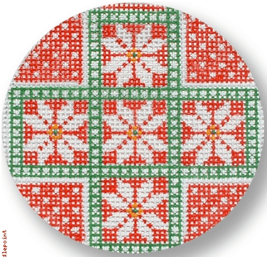 Poinsettias on Red Painted Canvas CBK Needlepoint Collections 
