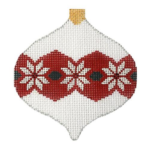 Poinsettia/White Bauble Painted Canvas Kathy Schenkel Designs 