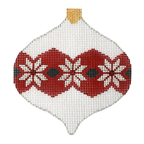 Poinsettia/White Bauble Painted Canvas Kathy Schenkel Designs  - 1