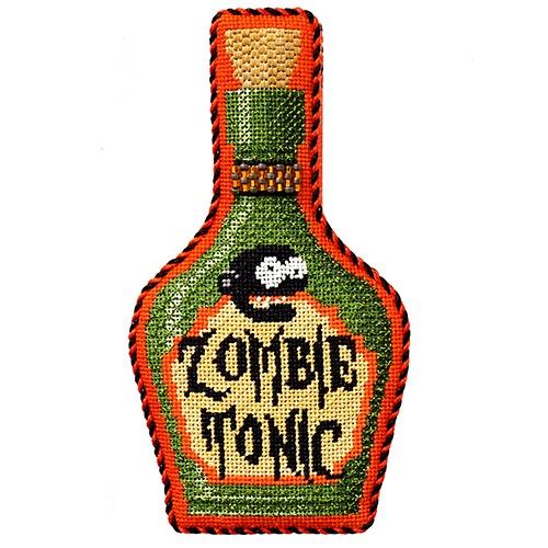 Poison Bottle - Zombie Tonic with Stitch Guide Painted Canvas Needlepoint.Com 