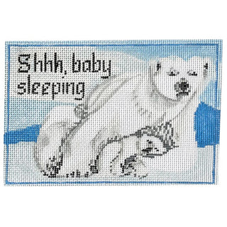 Polar Bear Baby Sleeping Painted Canvas Susan Battle Needlepoint 
