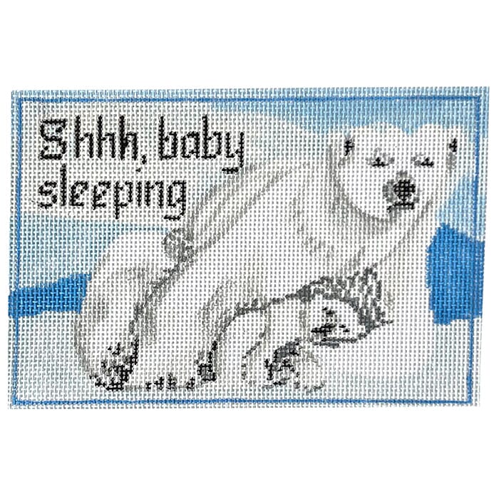 Polar Bear Baby Sleeping Painted Canvas Susan Battle Needlepoint  - 1