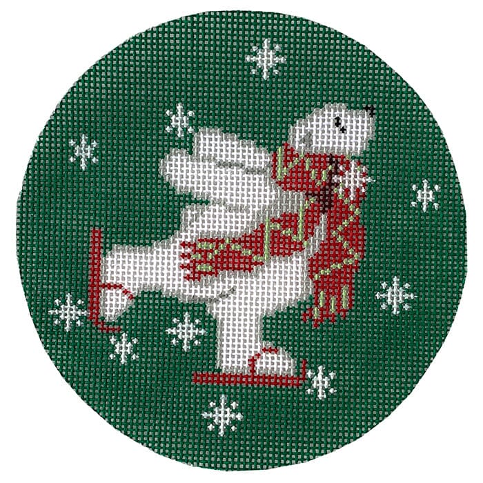 Polar Bear Ice Skating Painted Canvas CBK Needlepoint Collections 