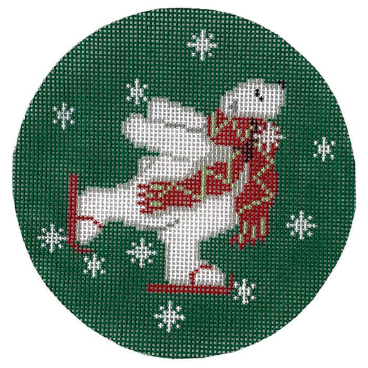 Polar Bear Ice Skating Painted Canvas CBK Needlepoint Collections 