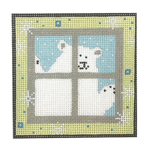 Polar Bear in Window Painted Canvas Pippin 