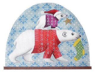 Polar Bear Snow Dome Painted Canvas Kirk & Bradley 
