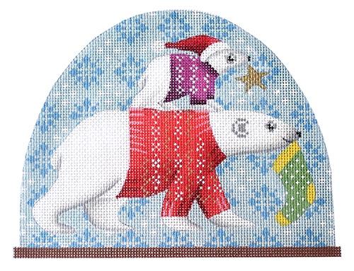 Polar Bear Snow Dome Painted Canvas Kirk & Bradley 